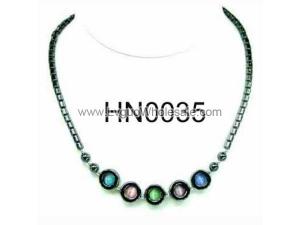 Colored Opal Beads Hematite Donut Pendant Beads Stone Chain Choker Fashion Women Necklace